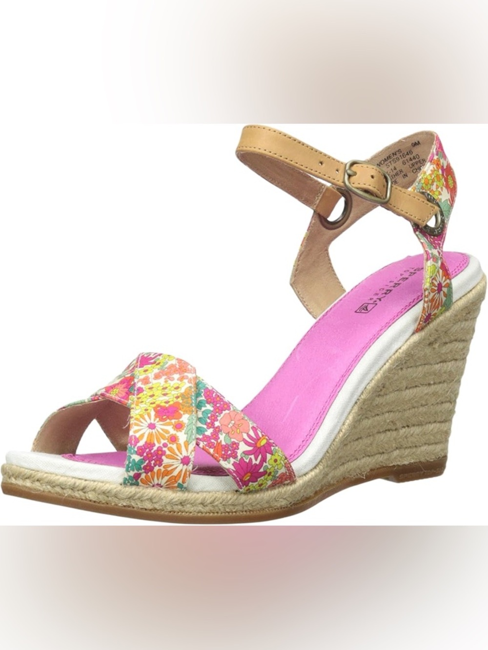 Sperry Top-Sider Floral Espadrille Wedge Sandals Size 9.5
